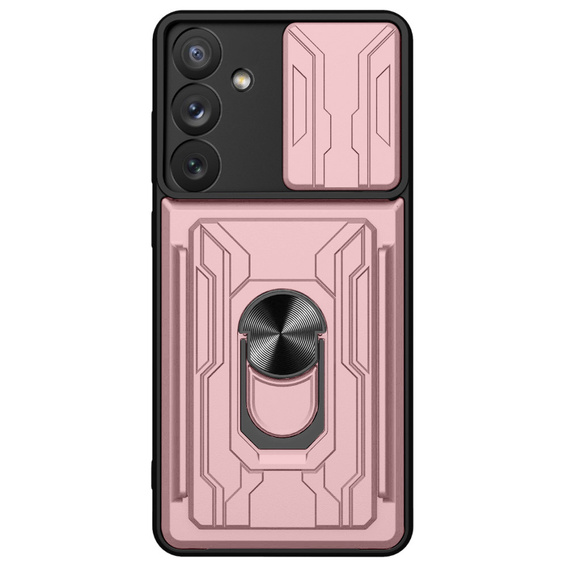 Obrnené puzdro pre Samsung Galaxy A54 5G, Camera Slide Card Slot, ružové rose gold