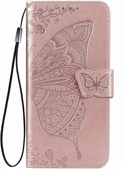 Klapkové puzdro pre Infinix Hot 50i 4G, Butterfly, ružové rose gold