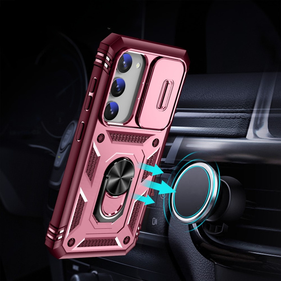 Obal na mobil pre Samsung Galaxy S23 Plus, CamShield Slide, ružové / červené