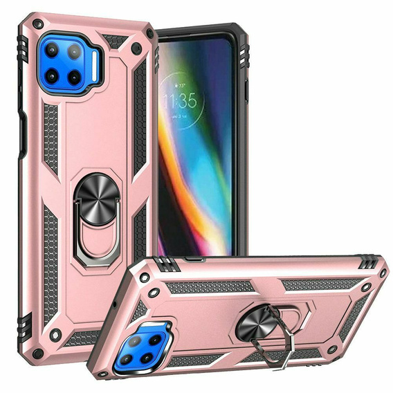 Pancierované obal na mobil pre Motorola Moto G 5G Plus, Nox Case Ring, ružové rose gold