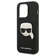 Karl Lagerfeld Obal na mobil pre iPhone 14 Pro Max, Saffiano Karl's Head Patch, čierne