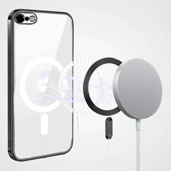 Puzdro pre iPhone 7 / 8, Electro MagSafe, čierne + sklo na displej