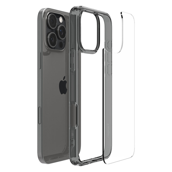 Puzdro Spigen pre iPhone 16 Pro, Ultra Hybrid, sivé + tvrdené sklo 9H