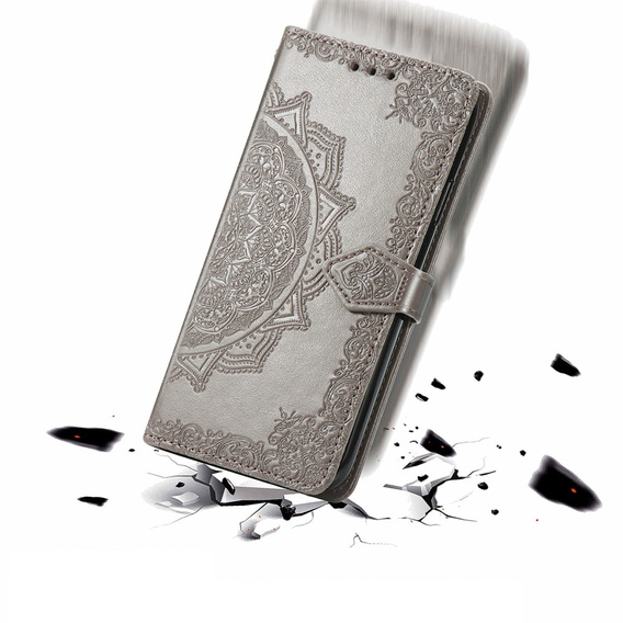 Klapkové puzdro pre Motorola Moto G24 / G24 Power / G04, Mandala, sivé