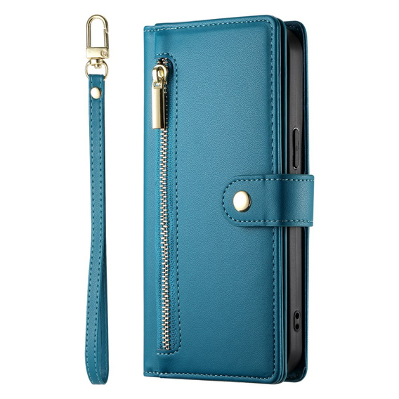 Klapkové puzdro pre iPhone 16 Plus, Wallet Zipper Pocket, modré