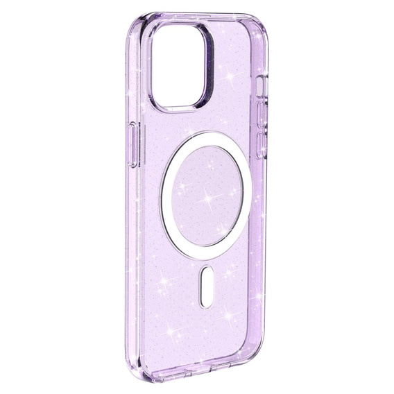Obal na mobil pre iPhone 14, Dropproof MagSafe Glitter, fialové