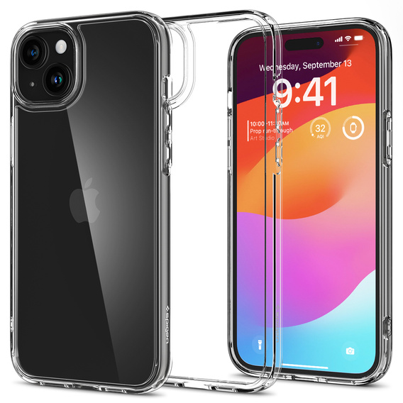 Puzdro Spigen pre iPhone 15, Ultra Hybrid, priehľadné + tvrdené sklo 9H