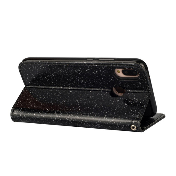 Klapkové puzdro pre Huawei P20 Lite, Glitter Zipper Wallet, čierne