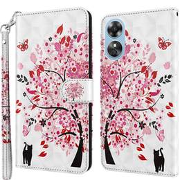 Klapkové puzdro pre Oppo A17, Wallet Light Spots Decor, tree, biele