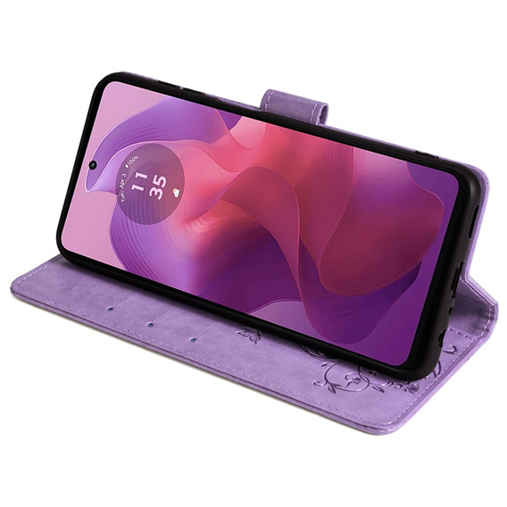 Klapkové puzdro pre Motorola Moto E14, Butterfly, fialové