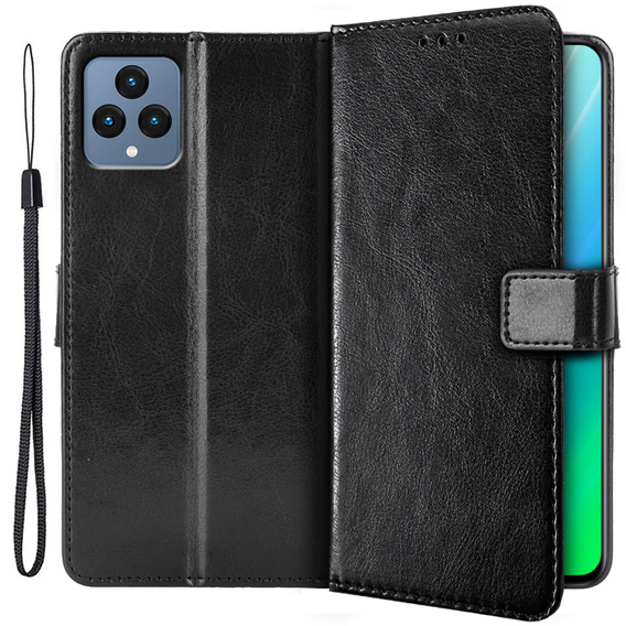 Klapkové puzdro pre T Phone 5G, Crazy Horse Wallet, čierne