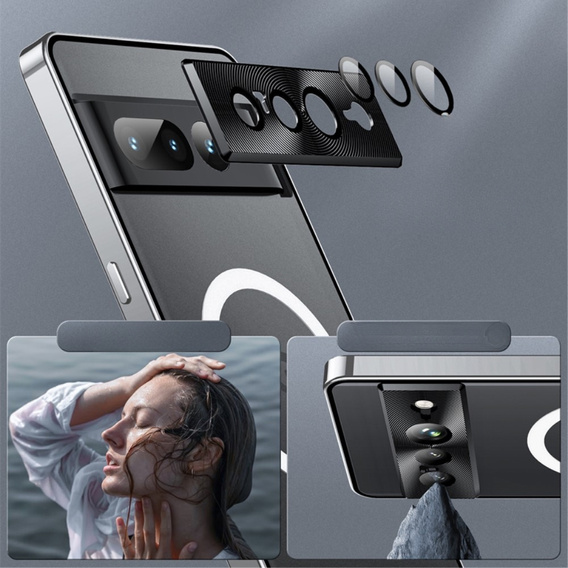 Ochranné puzdro na fotoaparát pre Google Pixel 8 Pro, CamShield MagSafe, priehľadný / strieborný