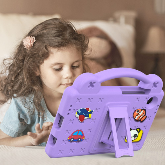 Detské puzdro pre Samsung Galaxy Tab A9, Cute Patterns, so stojanom, fialové