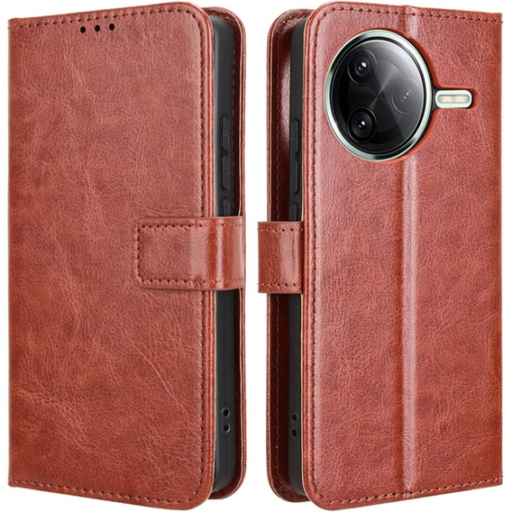 Klapkové puzdro pre Xiaomi Poco F7 Ultra, Crazy Horse Wallet, hnedé