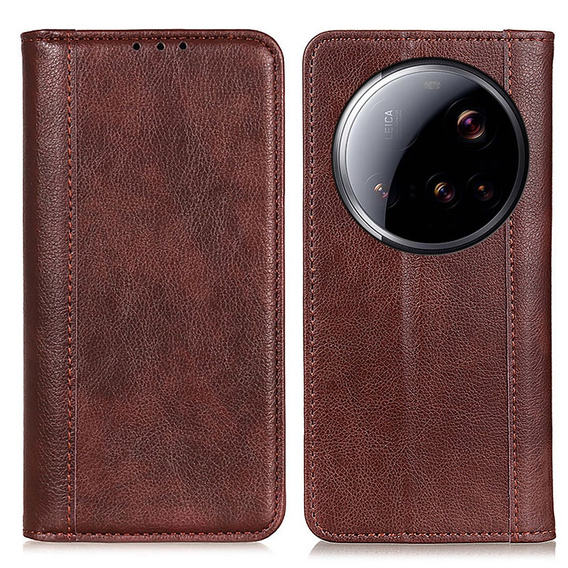 Flipové puzdro pre Xiaomi 15 Ultra, Split Leather, hnedé