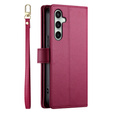 Klapkové puzdro pre Samsung Galaxy S24 FE, Wallet Zipper Pocket, červené