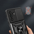 Pancierované puzdro pre Samsung Galaxy A56, CamShield Slide, čierne + tvrdené sklo 9H