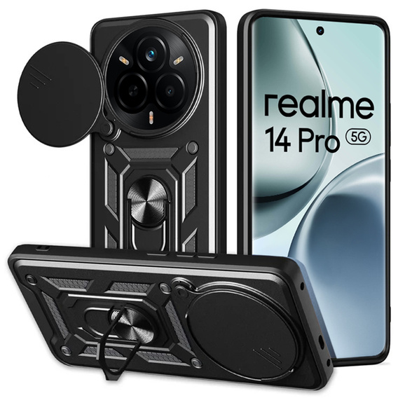 Obal na mobil pre Realme 14 Pro 5G, CamShield Slide, čierne