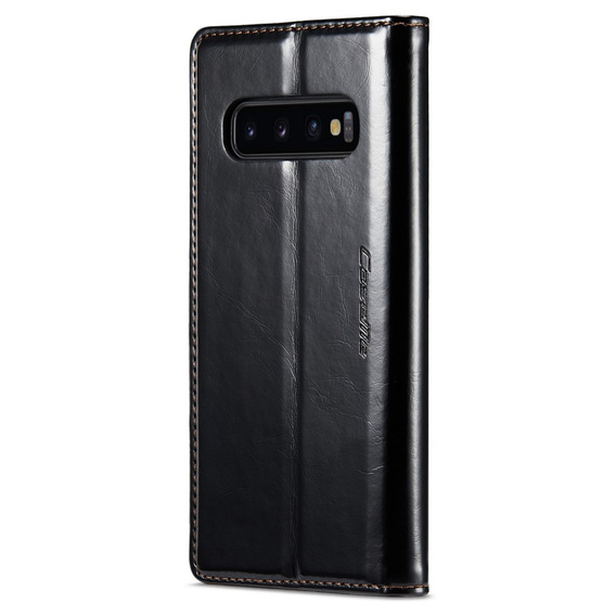 CASEME flipové puzdro pre Samsung Galaxy S10+ Plus, Waxy Textured, čierne
