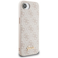 GUESS Obal na mobil pre iPhone 16E, 4G Metal Gold Logo, ružové