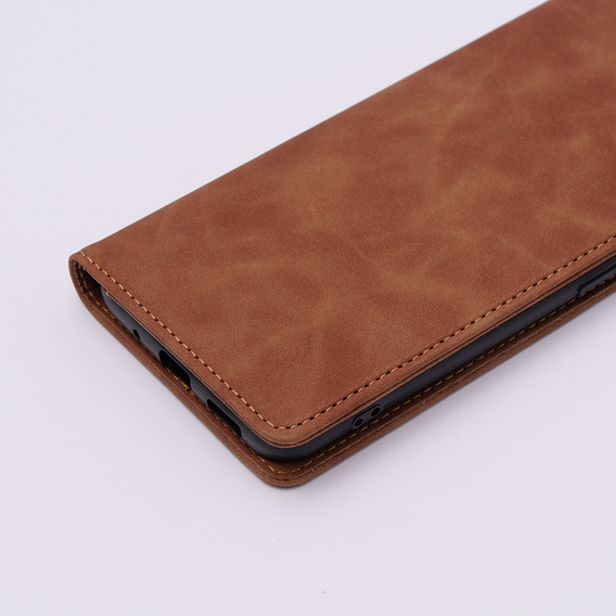 Puzdro pre Xiaomi Redmi 12C, ERBORD Vintage, peňaženka s chlopňou, hnedé