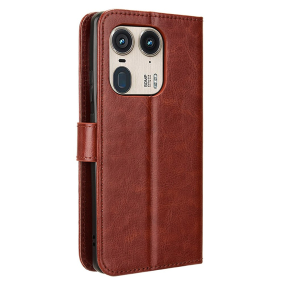 Klapkové puzdro pre Motorola Edge 50 Ultra, Crazy Horse Wallet, hnedé