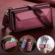 Puzdro CASEME pre Samsung Galaxy S25 Ultra, RFID Leather Wallet, s popruhom cez rameno, červené