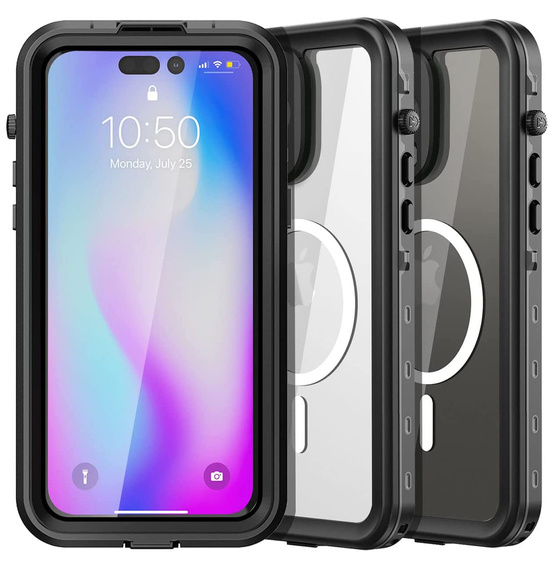 Vodotesné puzdro pre iPhone 14 Pro, Redpepper, pre MagSafe, čierne