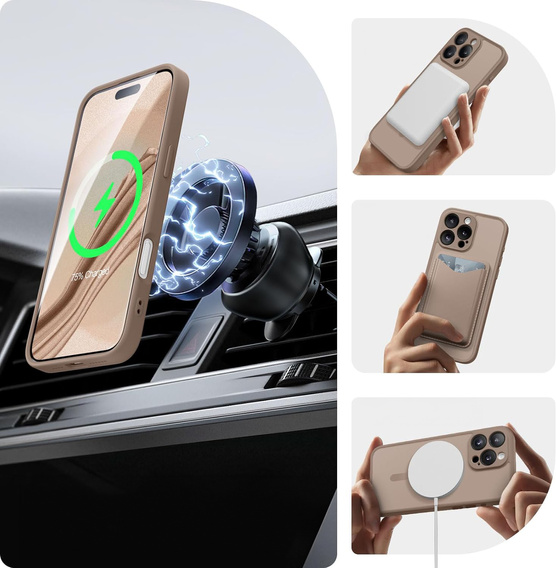 Puzdro pre iPhone 16 Pro, pre MagSafe, ERBORD Matt Case, desert titanium + sklo na displej