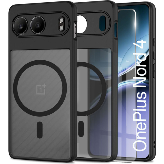 Puzdro pre OnePlus Nord 4, pre MagSafe, ERBORD Matt Case, čierny + sklo na displej