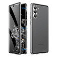 Puzdro pre Samsung Galaxy S23 Plus, Magnetic Dual Glass, strieborné