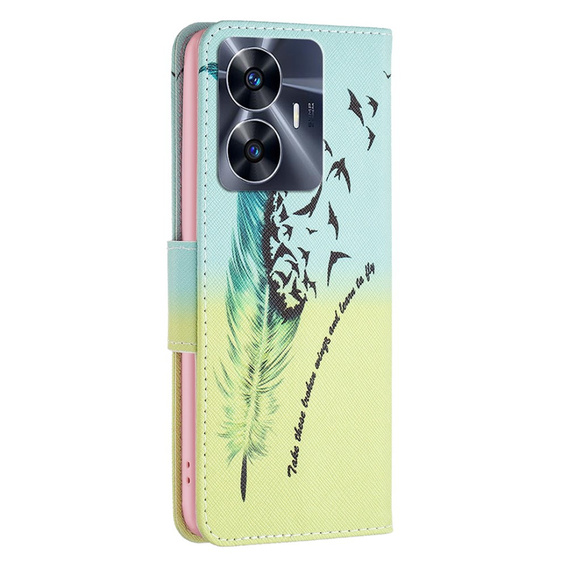Klapkové puzdro pre Realme C55, Wallet, feather, modré