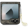 GUESS Obal na mobil pre Samsung Galaxy Z Flip7 FE / Z Flip6, 4G Charms Collection Hardcase, hnedé