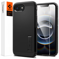Puzdro Spigen pre iPhone 16E, Tough Armor Mag MagSafe, čierne + tvrdené sklo 9H