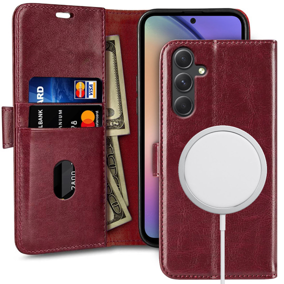 Klapkové puzdro pre Samsung Galaxy A54 5G, Wallet, do MagSafe, červené