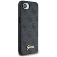 GUESS Obal na mobil pre iPhone 16E, 4G Metal Gold Logo, čierne