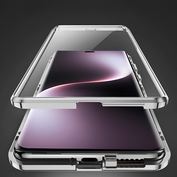 Puzdro pre Honor Magic 7 Lite, Magnetic Dual Glass, strieborné