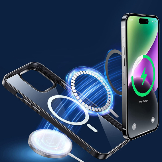 Obal na mobil pre iPhone 14 Pro Max, ERBORD Hybrid MagSafe Case, čierne