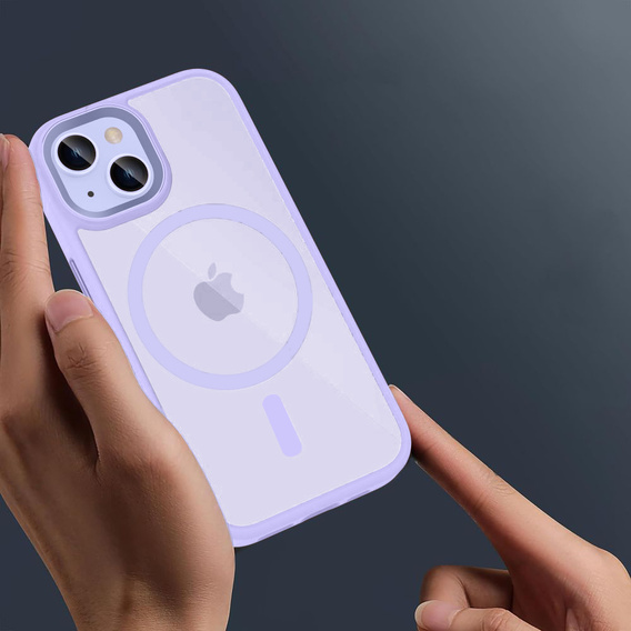 Puzdro pre iPhone 14, pre MagSafe, ERBORD Matt Case, fialový + sklo na displej
