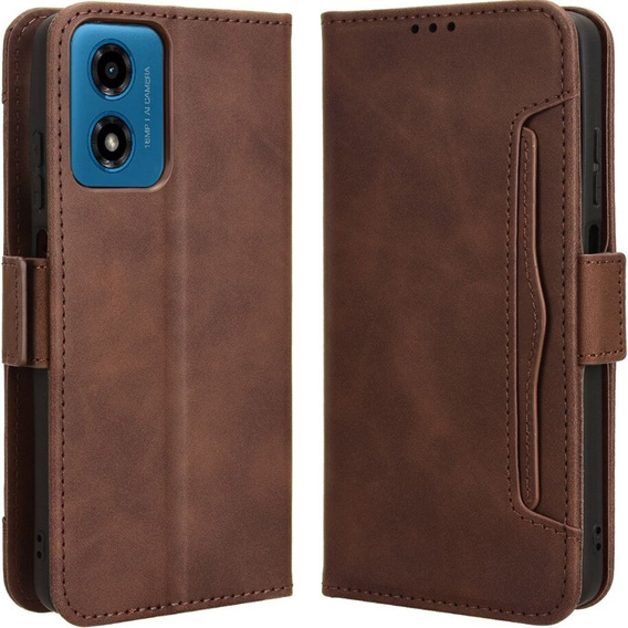 Klapkové puzdro pre Motorola Moto E14, Card Slot, hnedé