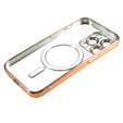 Puzdro pre iPhone 14 Pro, Electro MagSafe, zlaté + sklo na displej