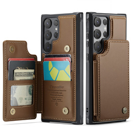 CASEME flipové puzdro pre Samsung Galaxy S25 Ultra, Litchi Wallet, hnedé