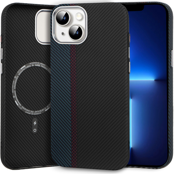 Puzdro pre iPhone 13, Carbon Fiber MagSafe, čierna / modrá