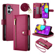 Klapkové puzdro pre iPhone 16 Plus, Wallet Zipper Pocket, červené