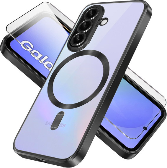 Puzdro pre Samsung Galaxy A36, Electro MagSafe, čierne + sklo na displej