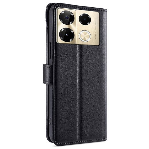 Klapkové puzdro pre Infinix Note 40 Pro, Wallet Zipper Pocket, čierne