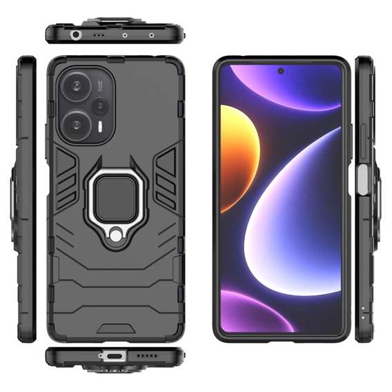 Obal na mobil pre Poco F5 5G, Kickstand Ring, čierne