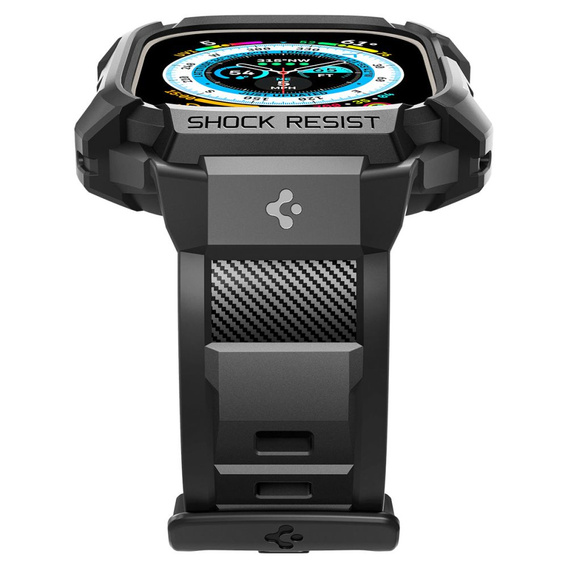 Pasek z etui Spigen do Apple Watch Ultra 49mm, Rugged Armor Pro, Czarny