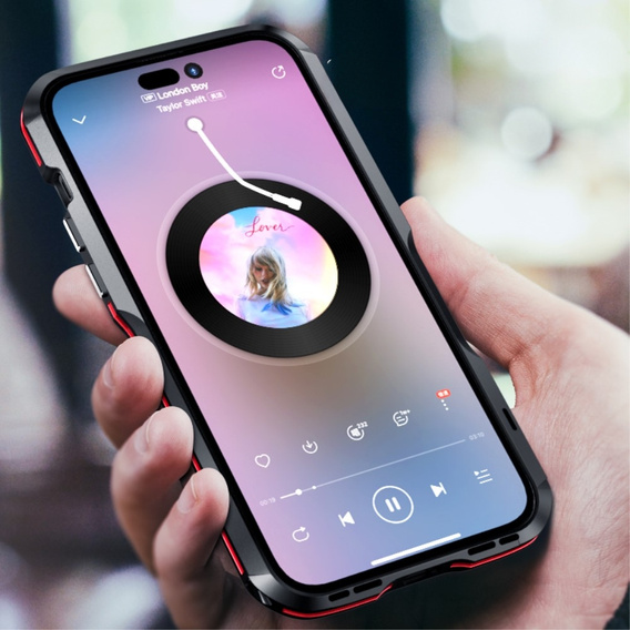 Puzdro LUPHIE pre iPhone 15 Pro Max, Armor Bumper, čierna / červená