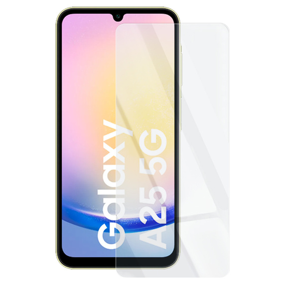 Puzdro pre Samsung Galaxy A25, silikónové s trblietkami, priehľadné + 9H sklo